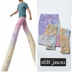 Handcrafted Stilt Pastel Ombre Distressed Men’s Jeans - Tie Dye Waist 29